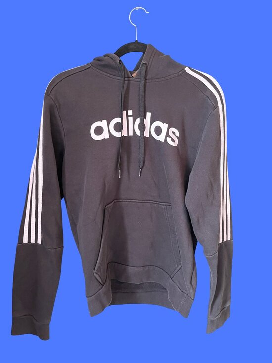 adidas Other - Adidas Black Hoodie 3 Stripe Logo Pullover Size Small